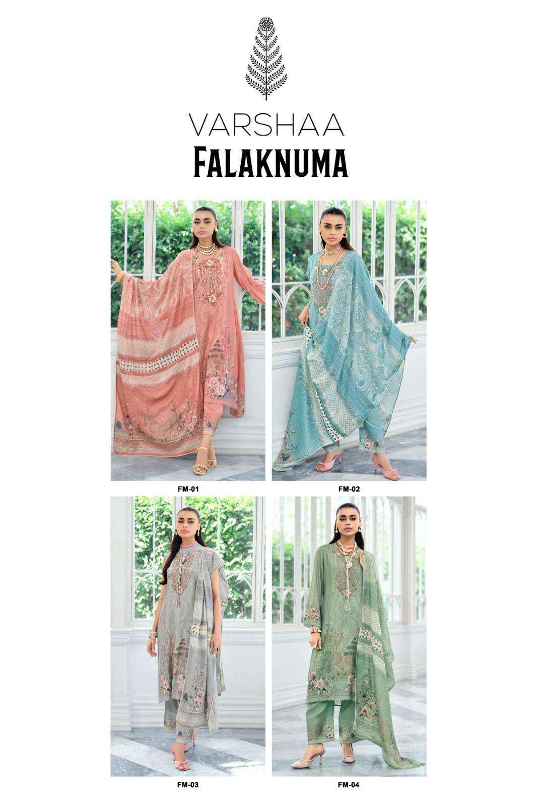 Varsha Falaknuma Exclusive Wear Muslin Salwar Kameez Wholesale Rate ( 4 Pcs Catalog )