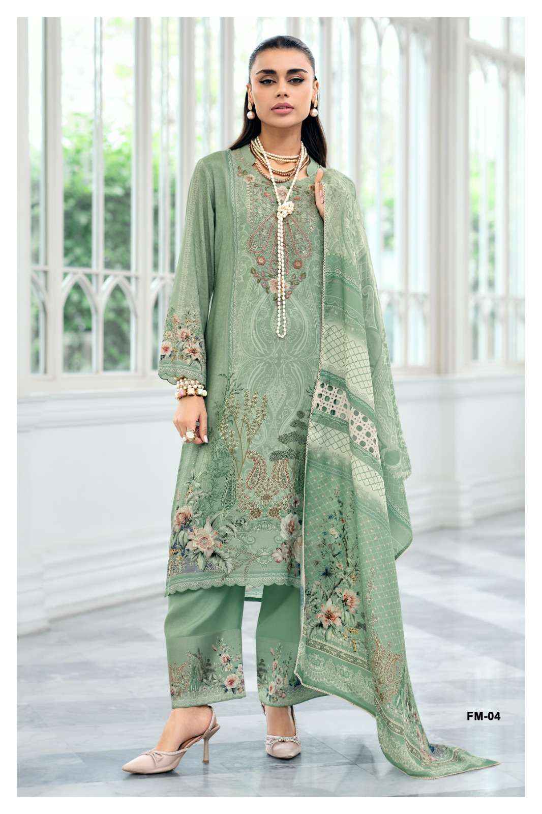 Varsha Falaknuma Exclusive Wear Muslin Salwar Kameez Wholesale Rate ( 4 Pcs Catalog )
