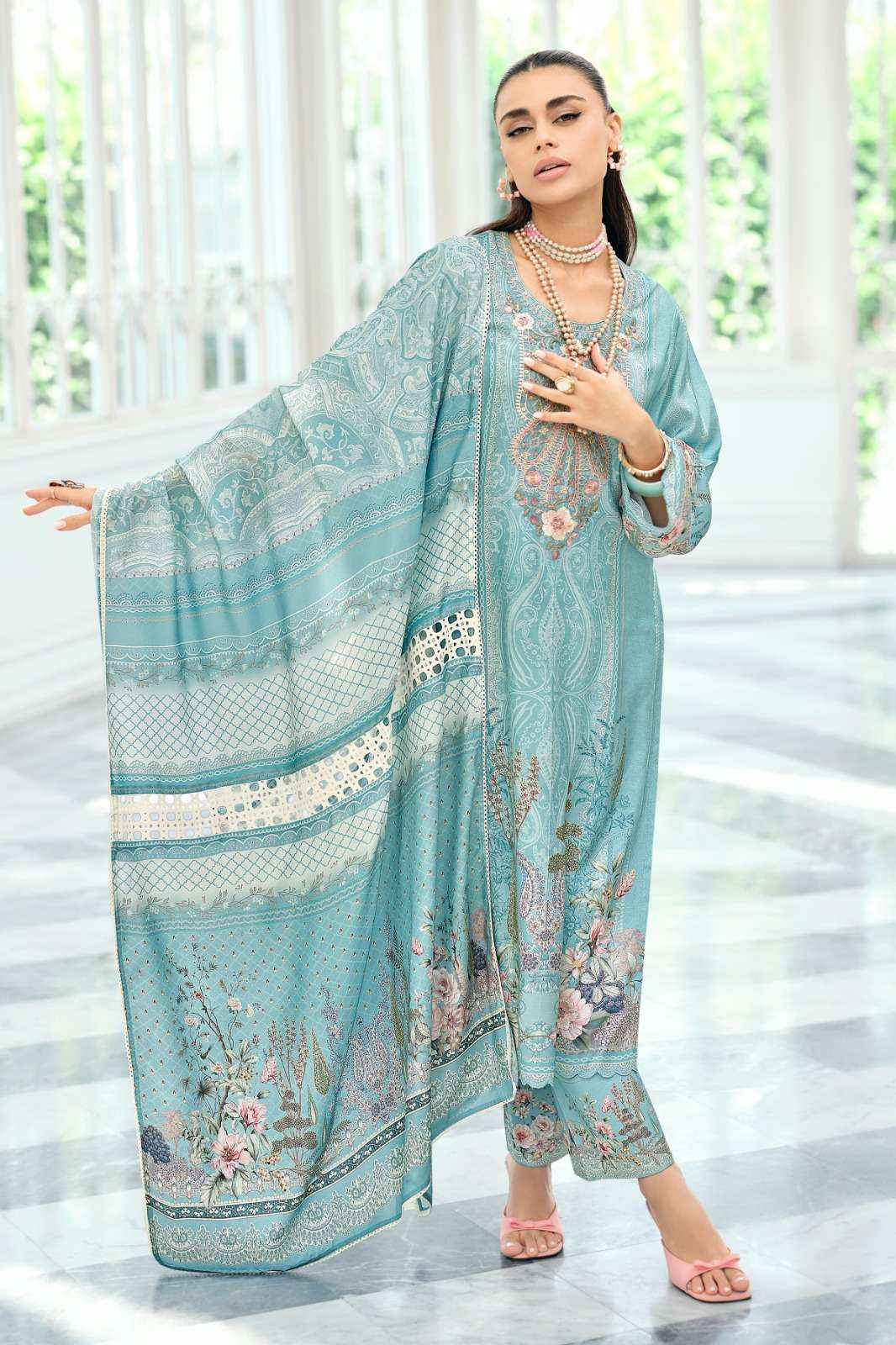 Varsha Falaknuma Exclusive Wear Muslin Salwar Kameez Wholesale Rate ( 4 Pcs Catalog )