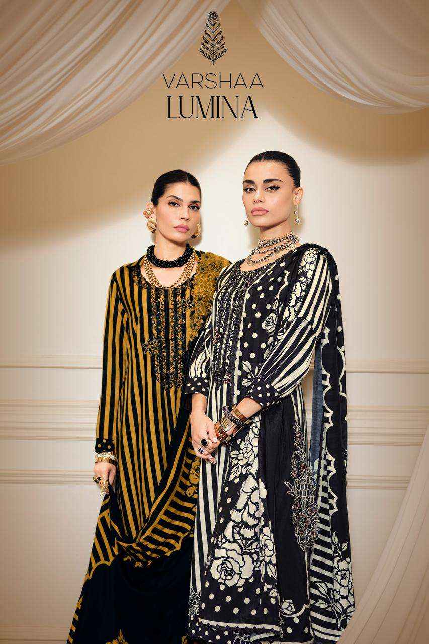 Varsha Lumina Exclusive Designs Muslin Salwar Kameez Wholesale Rate ( 4 Pcs Catalog )