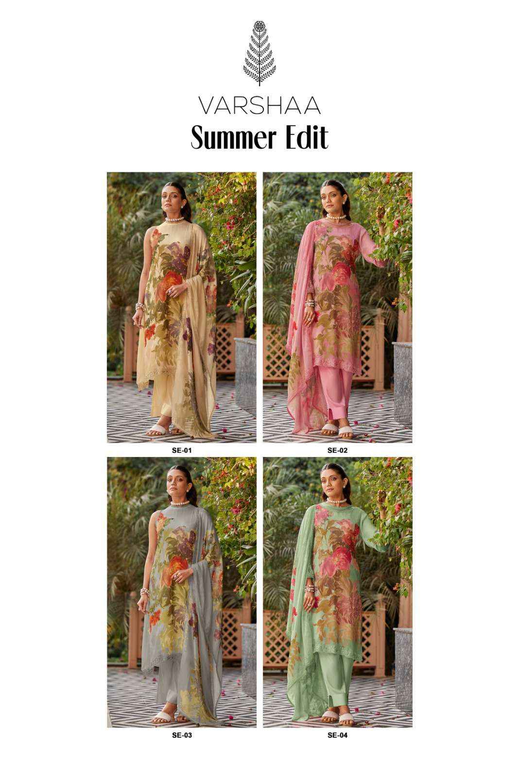 Varsha Summer Edit Digital Printed Muslin Salwar Kameez Wholesale Rate ( 4 Pcs Catalog )
