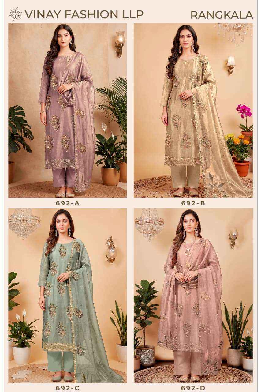 Vinay Fashion Kuleesh Rangkala Partywear Style Ladies Salwar Kameez Wholesale Rate ( 4 Pcs Catalog )