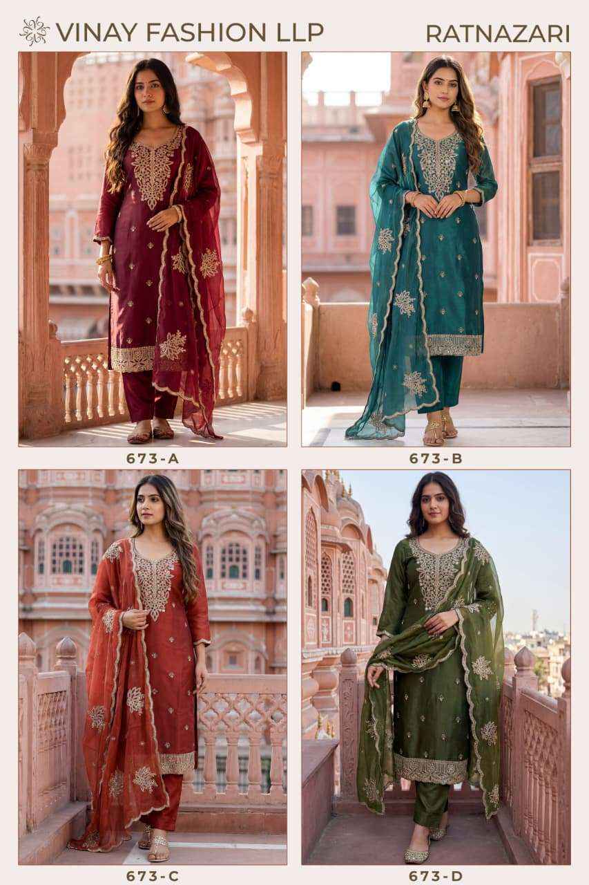 Vinay Fashion Kuleesh Ratnazari Fancy Silk Designer Salwar Kameez Wholesale Rate ( 4 Pcs Catalog )