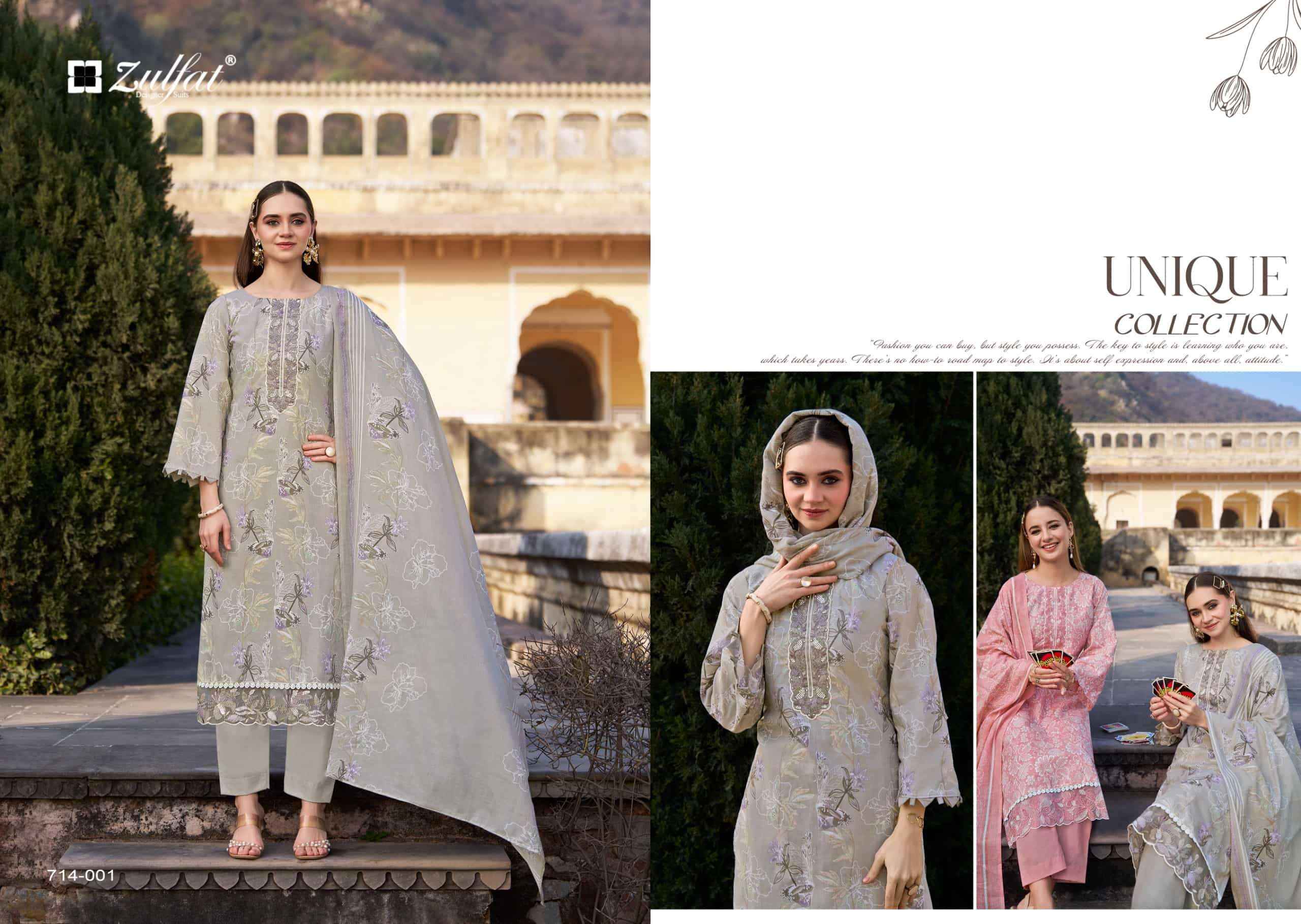 Zulfat Mashuqa Designer Prints Pure Cotton Dress Material Wholesale Price ( 6 Pcs Catalogue )