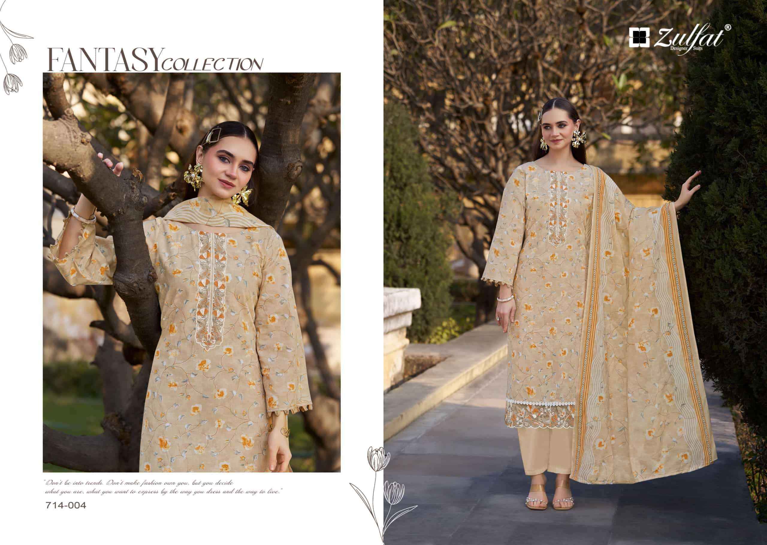 Zulfat Mashuqa Designer Prints Pure Cotton Dress Material Wholesale Price ( 6 Pcs Catalogue )