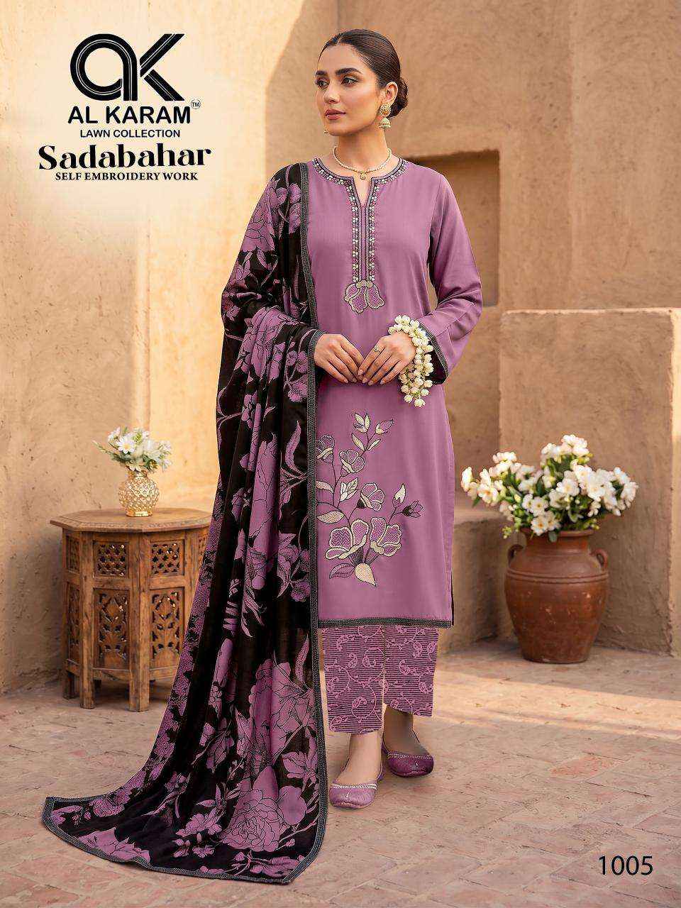Al Karam Sadabahar Rayon Ladies Suits Wholesale Price 5 Pcs Catalogue