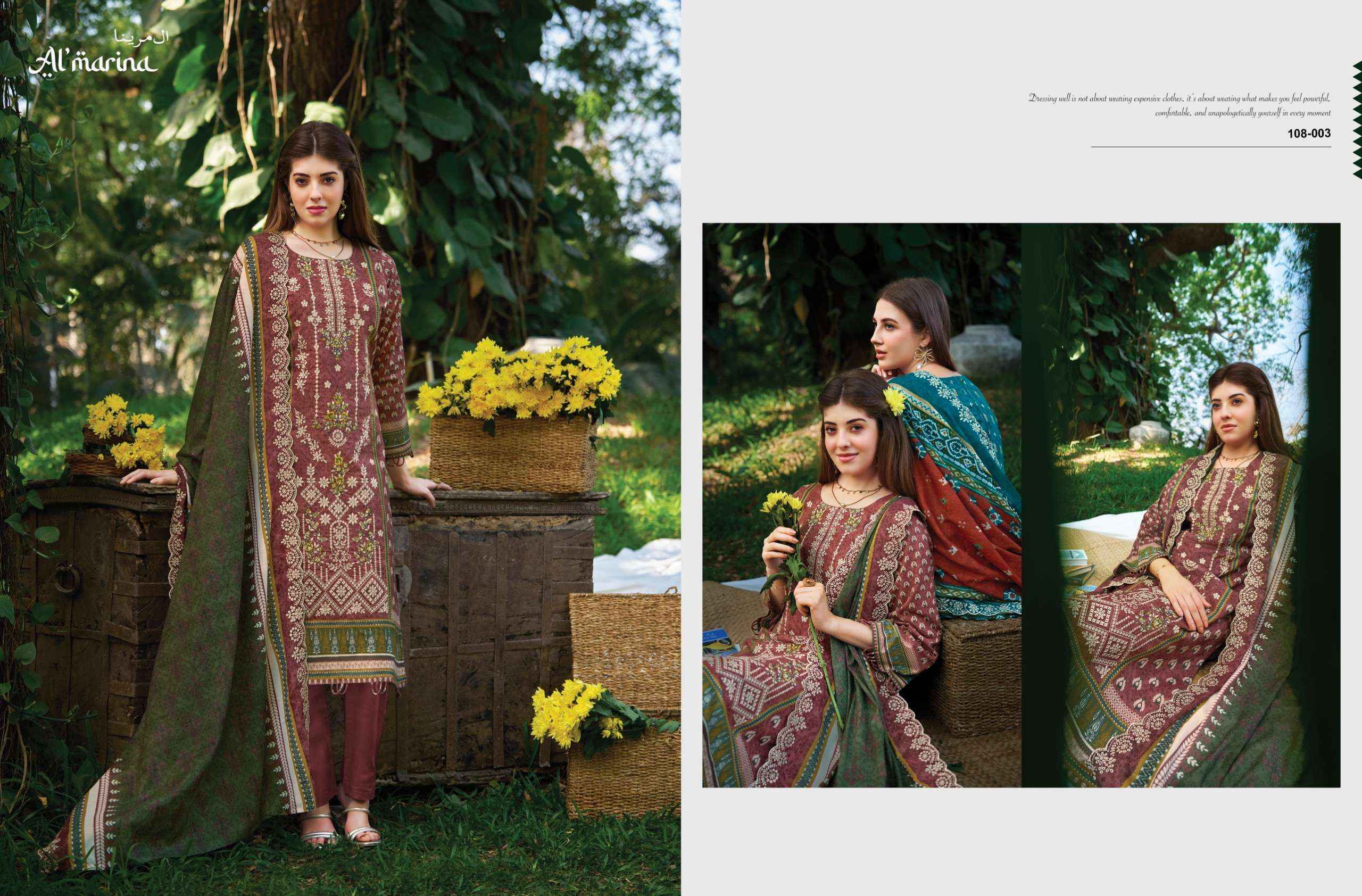 Al Marina Sukoon e Safar Cotton Dress Material Wholesale Supplier ( 6 pcs Catalogue )