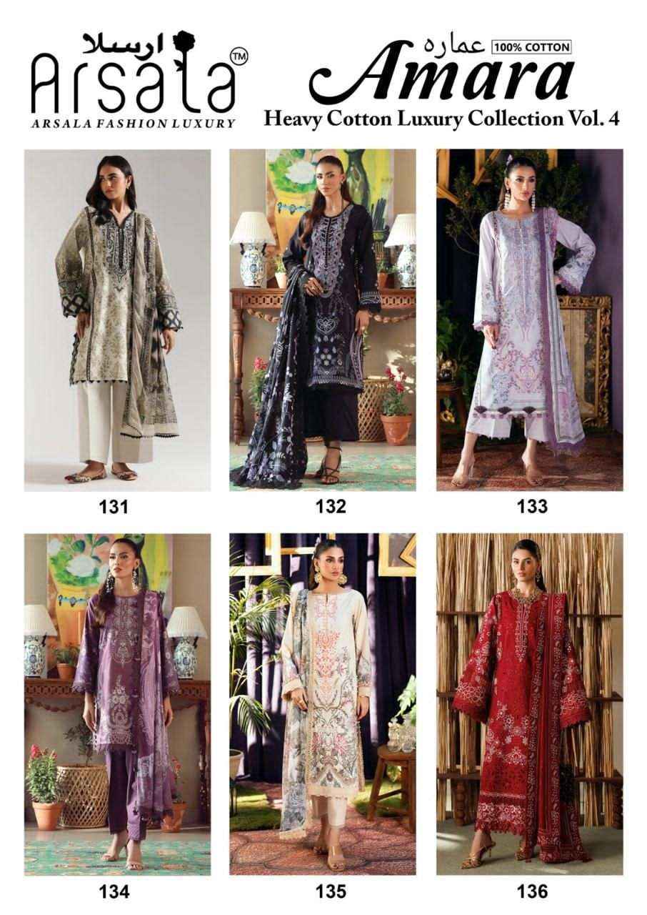Arsala Amara Vol 4 Fancy Cotton Salwar Kameez Wholesale Rate ( 6 Pcs Catalog )