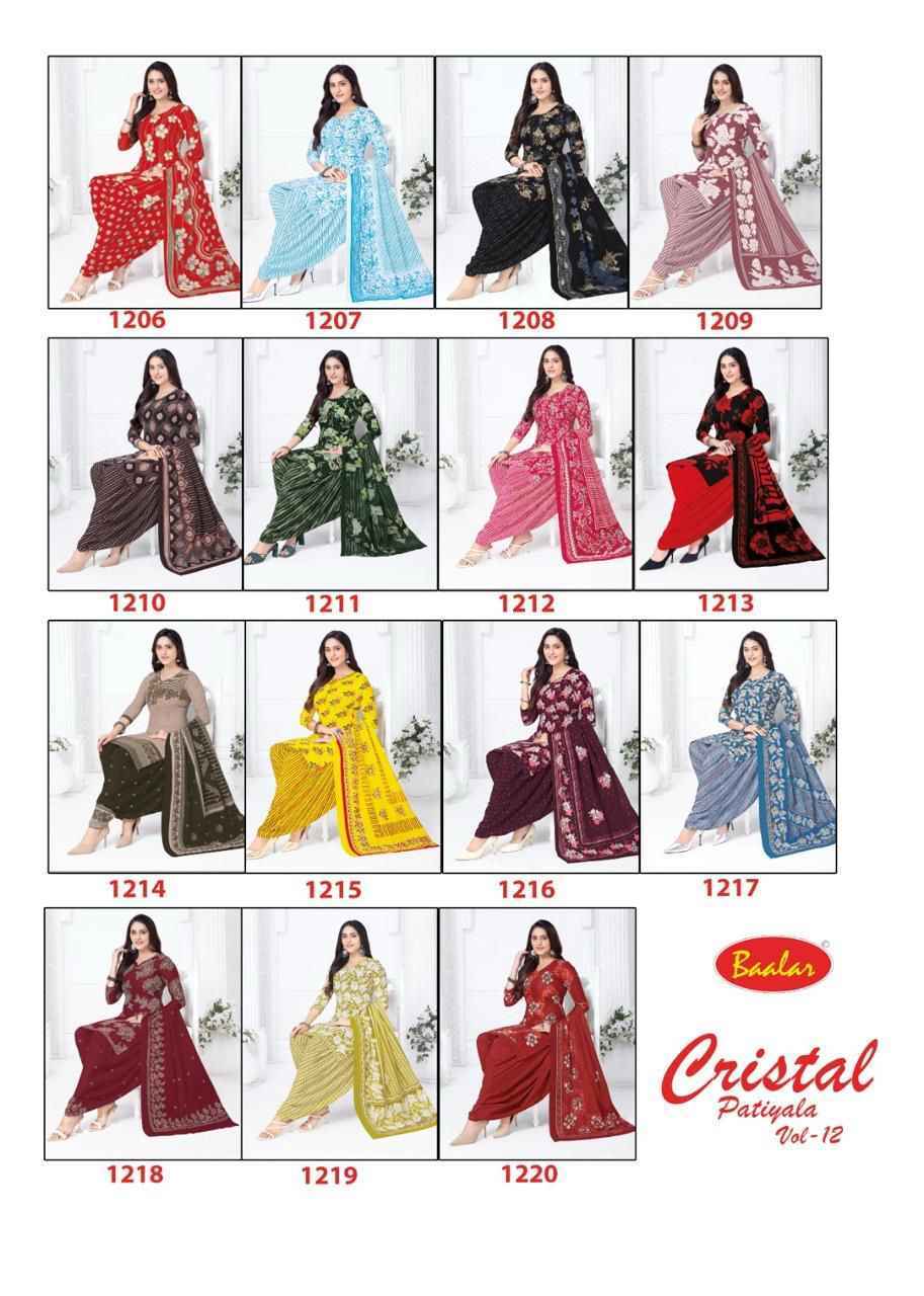 Baalar Crystal patiyala Vol 12 Cotton Suits Wholesale Price 15 pcs Catalogue