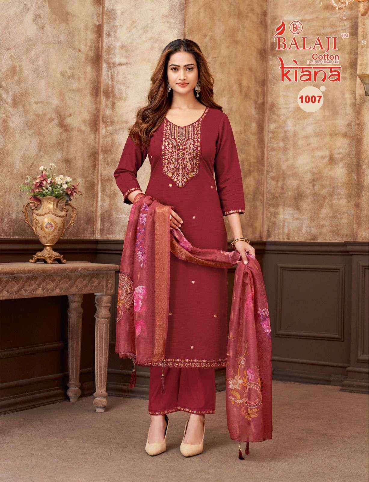 Balaji Cotton Kiana Premium Wear Kurti Pant Dupatta Set Wholesale Rate ( 8 Pcs Catalog )