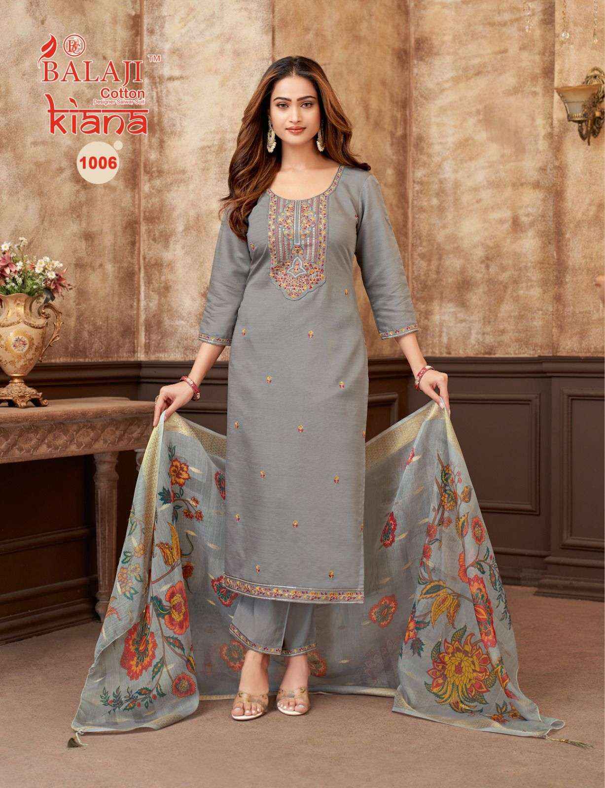 Balaji Cotton Kiana Premium Wear Kurti Pant Dupatta Set Wholesale Rate ( 8 Pcs Catalog )