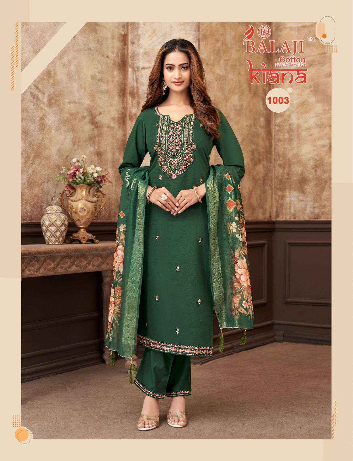 Balaji Cotton Kiana Premium Wear Kurti Pant Dupatta Set Wholesale Rate ( 8 Pcs Catalog )