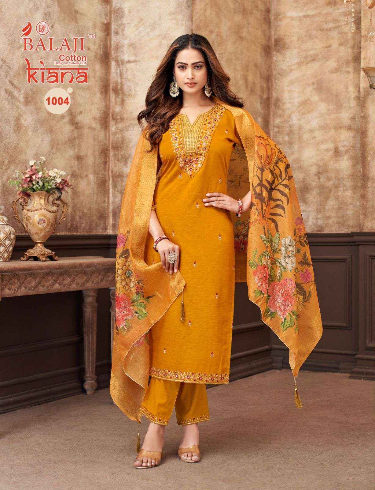 Balaji Cotton Kiana Premium Wear Kurti Pant Dupatta Set Wholesale Rate ( 8 Pcs Catalog )