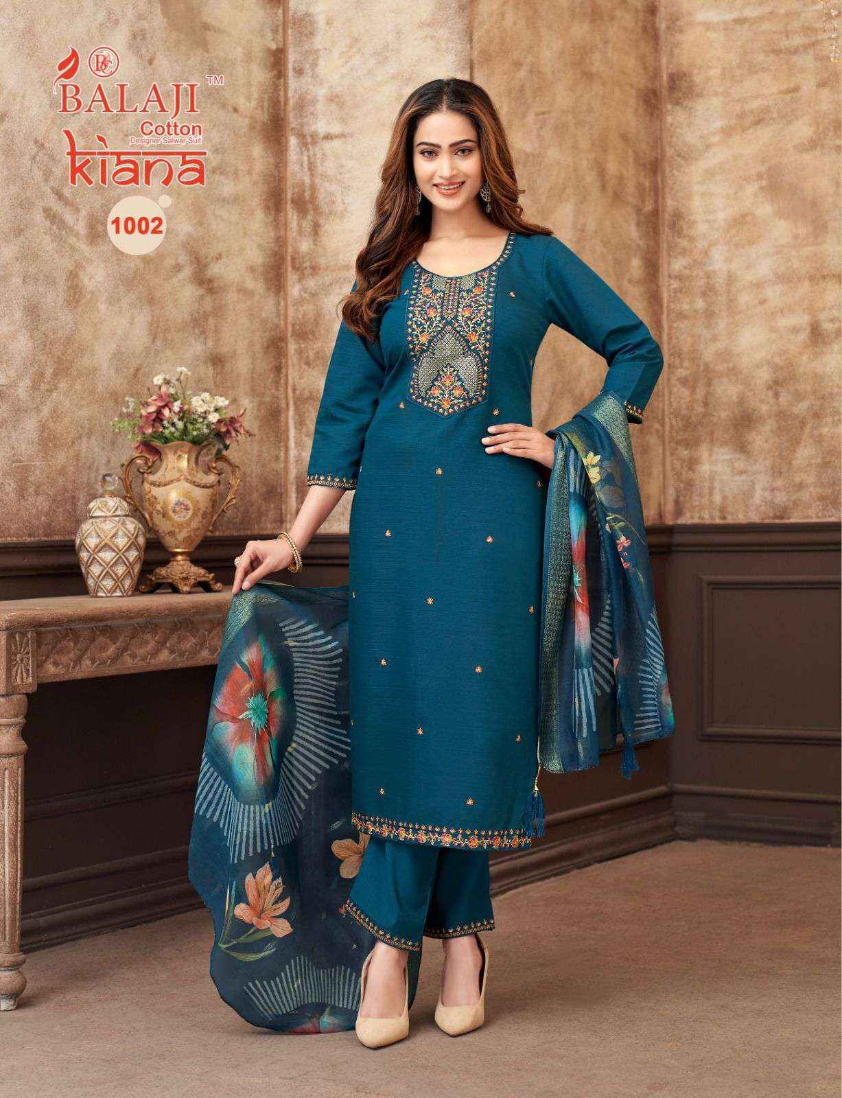 Balaji Cotton Kiana Premium Wear Kurti Pant Dupatta Set Wholesale Rate ( 8 Pcs Catalog )
