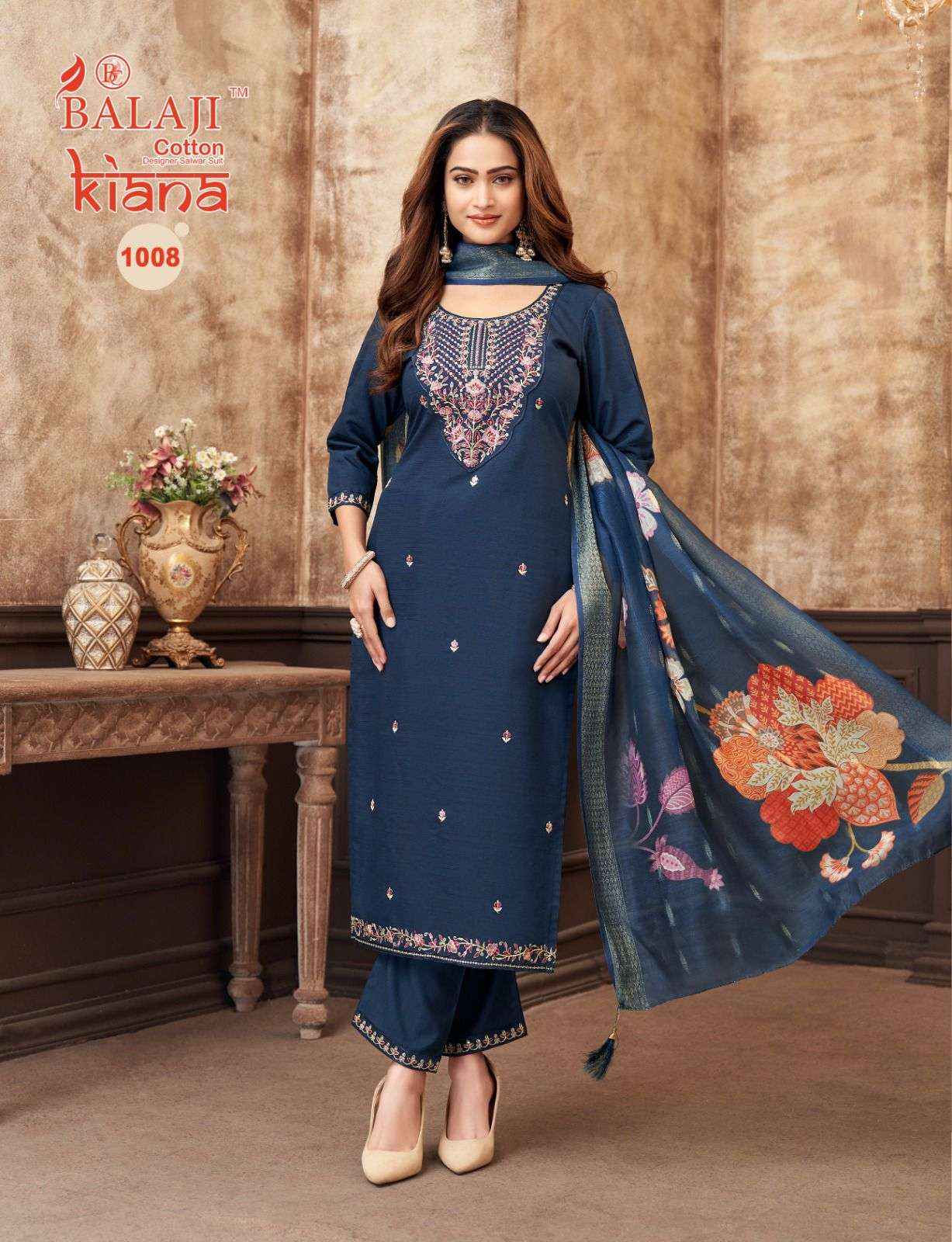Balaji Cotton Kiana Premium Wear Kurti Pant Dupatta Set Wholesale Rate ( 8 Pcs Catalog )