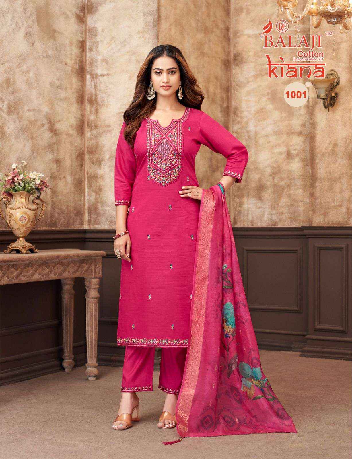 Balaji Cotton Kiana Premium Wear Kurti Pant Dupatta Set Wholesale Rate ( 8 Pcs Catalog )
