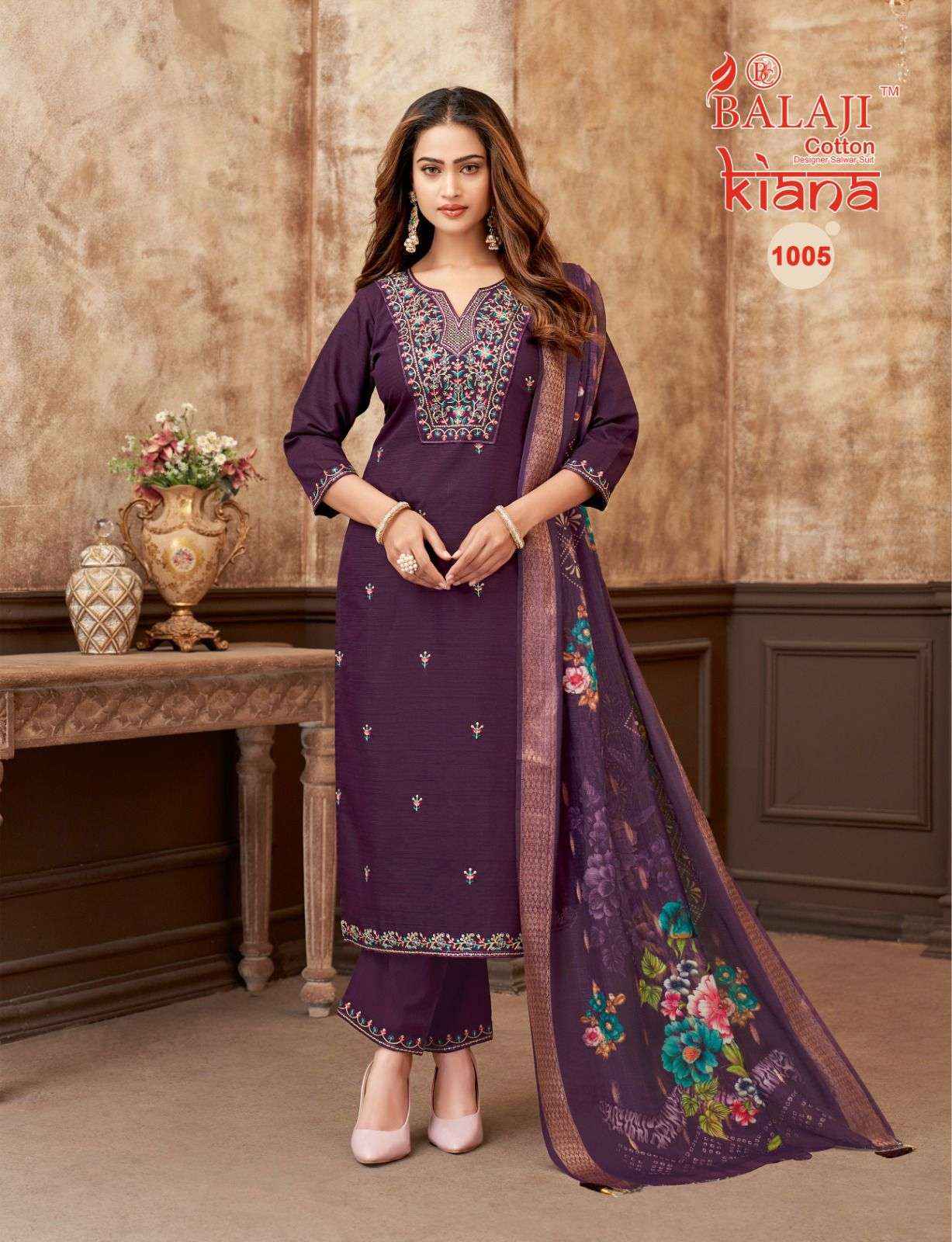 Balaji Cotton Kiana Premium Wear Kurti Pant Dupatta Set Wholesale Rate ( 8 Pcs Catalog )