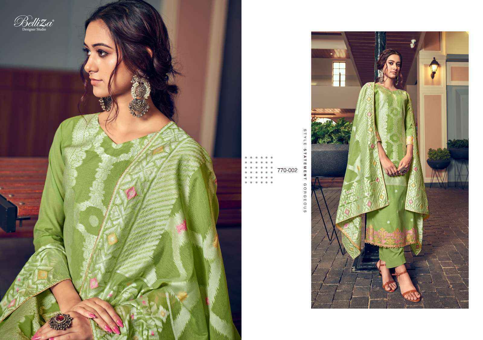 Belliza Designer Odhni Cotton Jacquard Dress Material Wholesale Surat Market ( 6 pcs Catalogue )