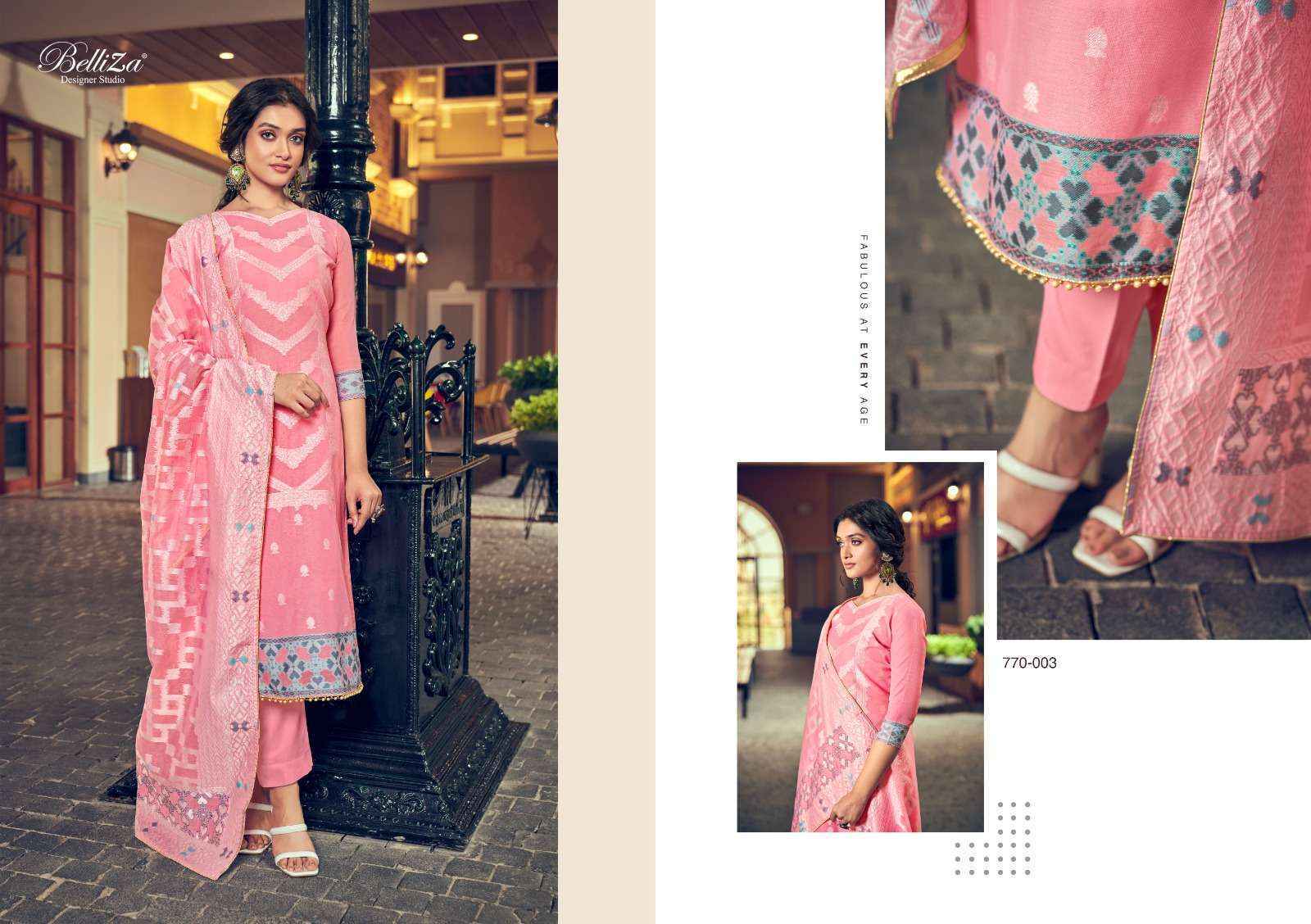 Belliza Designer Odhni Cotton Jacquard Dress Material Wholesale Surat Market ( 6 pcs Catalogue )