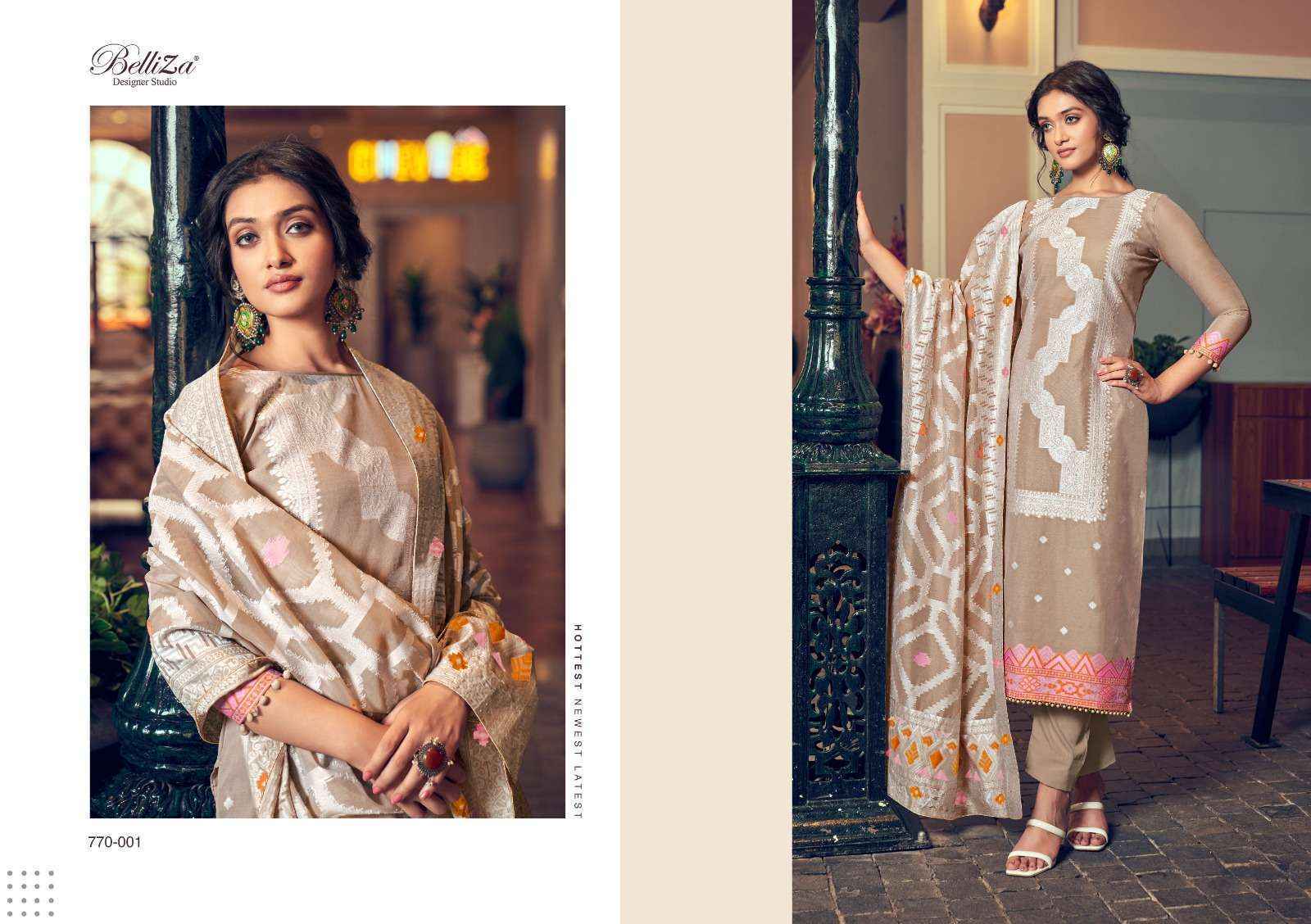 Belliza Designer Odhni Cotton Jacquard Dress Material Wholesale Surat Market ( 6 pcs Catalogue )
