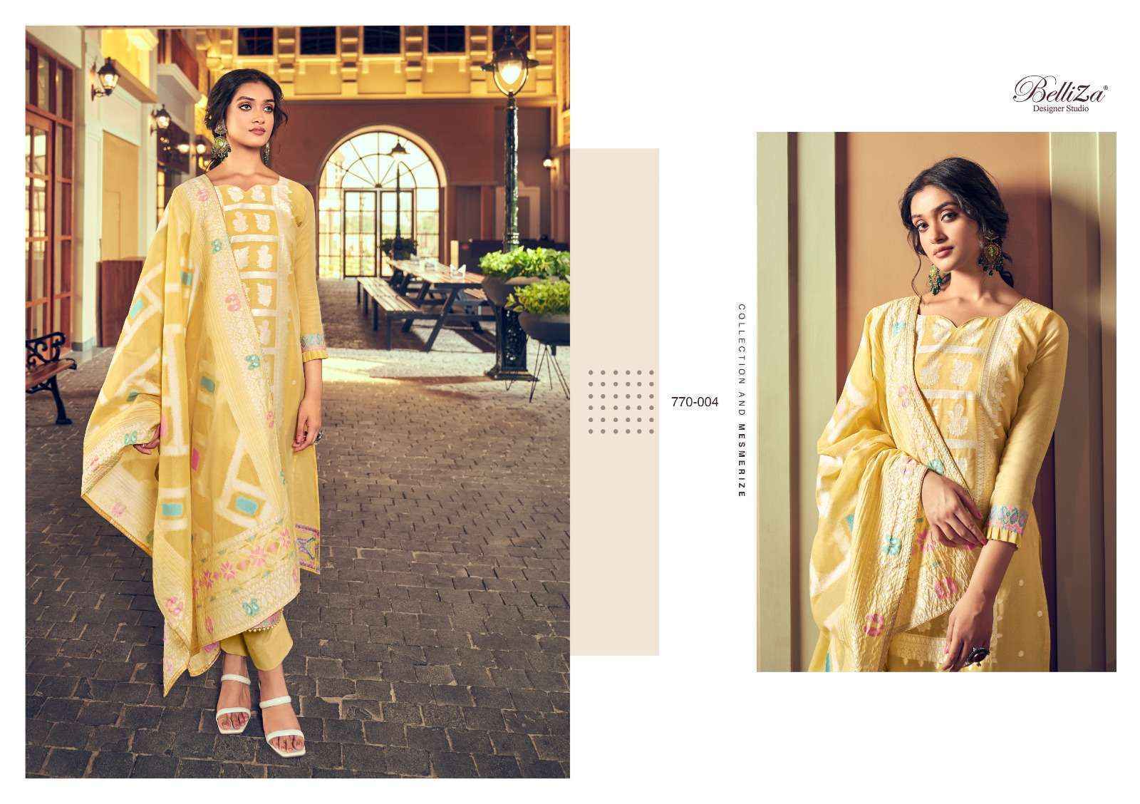 Belliza Designer Odhni Cotton Jacquard Dress Material Wholesale Surat Market ( 6 pcs Catalogue )