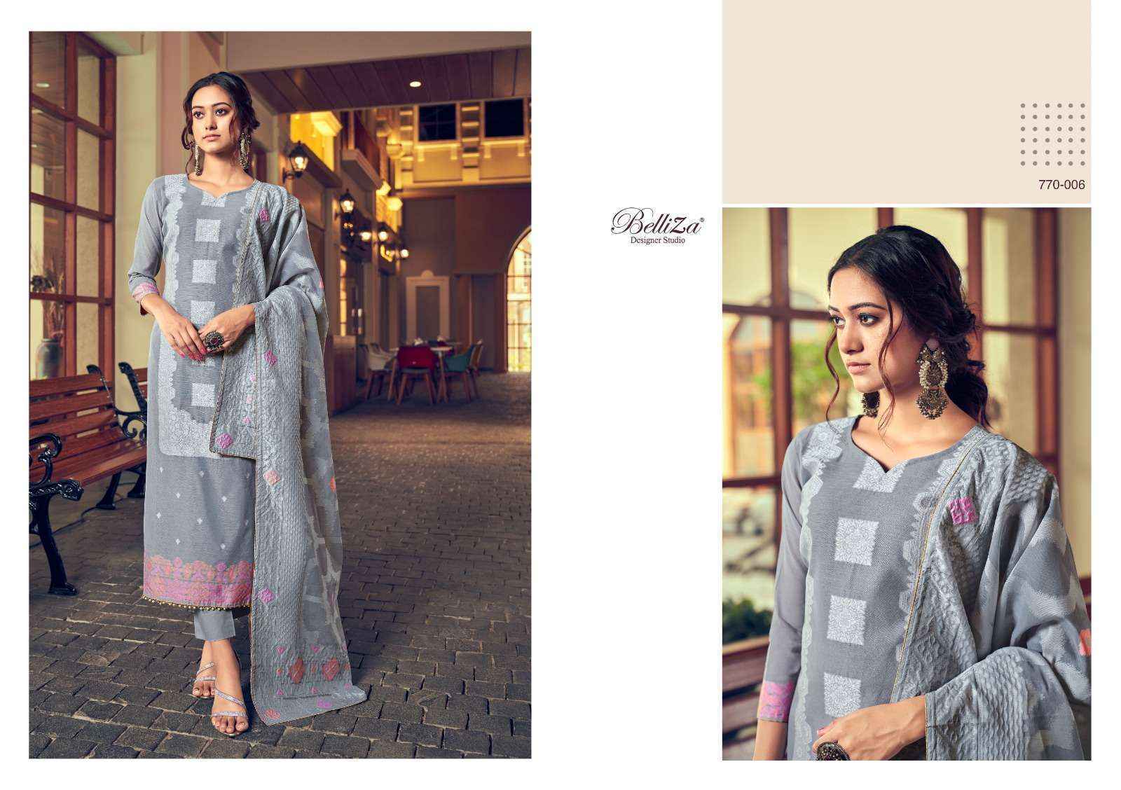 Belliza Designer Odhni Cotton Jacquard Dress Material Wholesale Surat Market ( 6 pcs Catalogue )