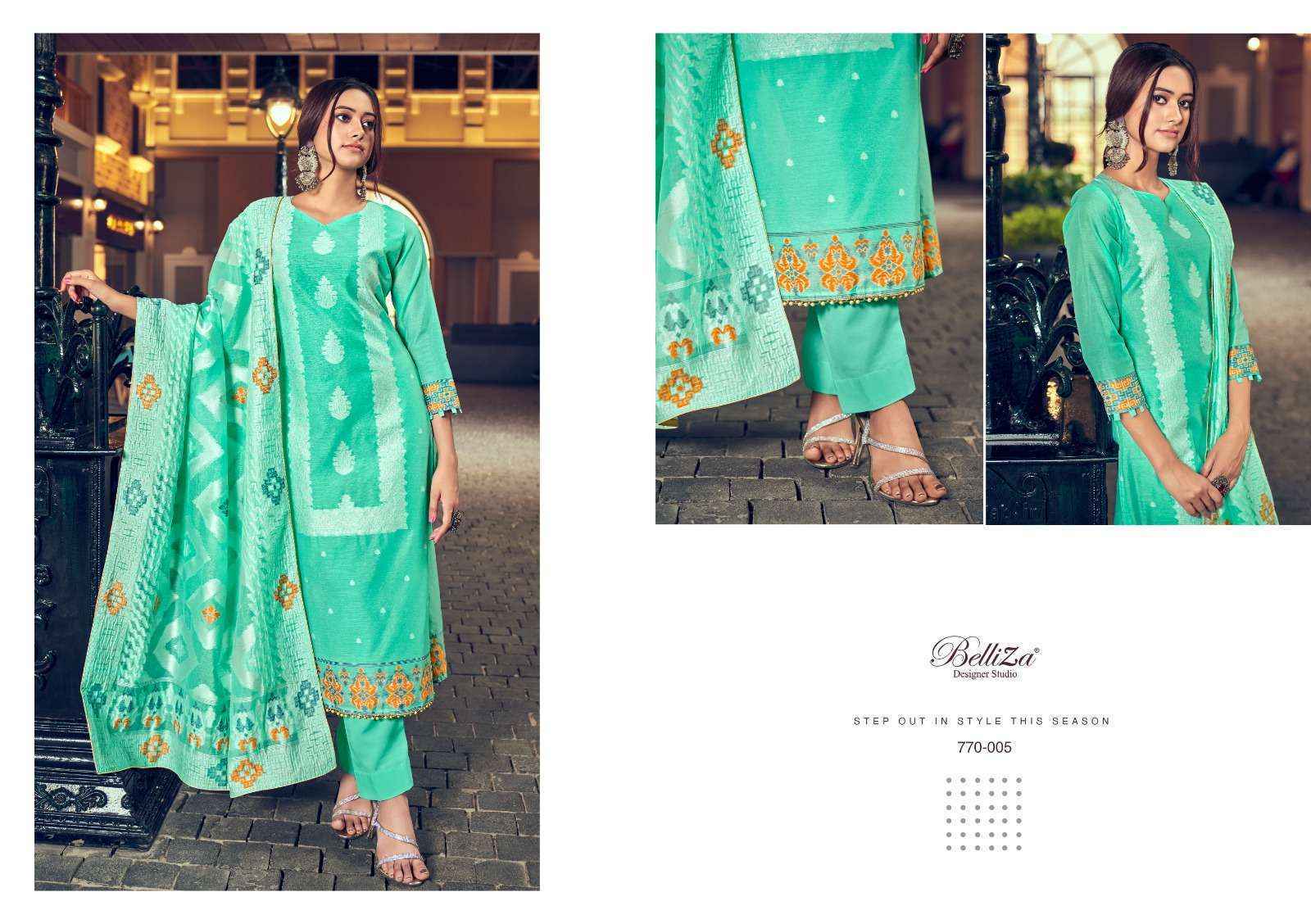 Belliza Designer Odhni Cotton Jacquard Dress Material Wholesale Surat Market ( 6 pcs Catalogue )