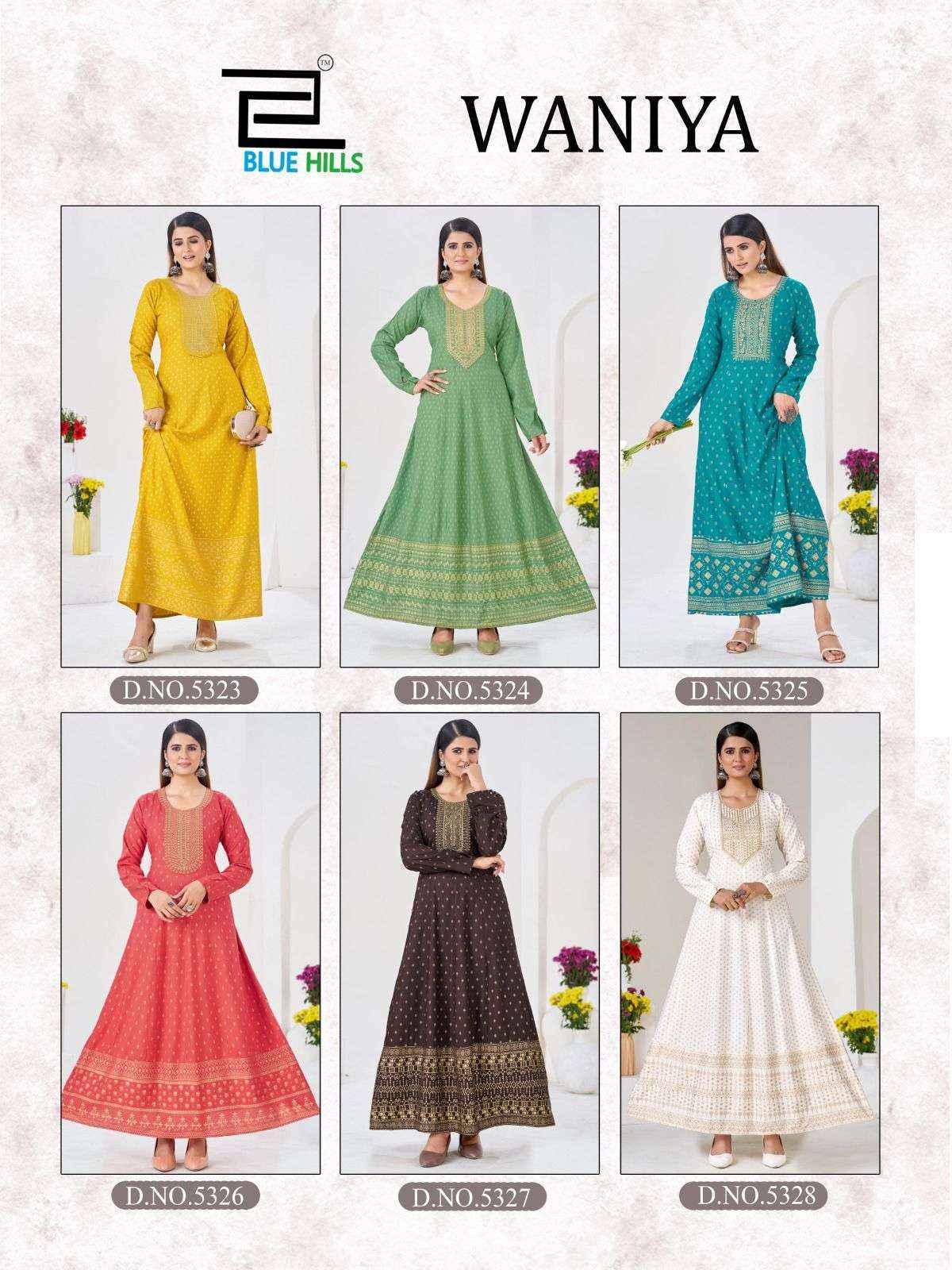 Blue Hills Waniya Rayon Gown Set Wholesale Rate ( 6 Pcs Catalog )