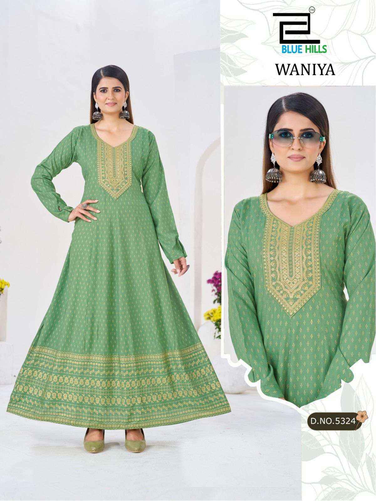 Blue Hills Waniya Rayon Gown Set Wholesale Rate ( 6 Pcs Catalog )