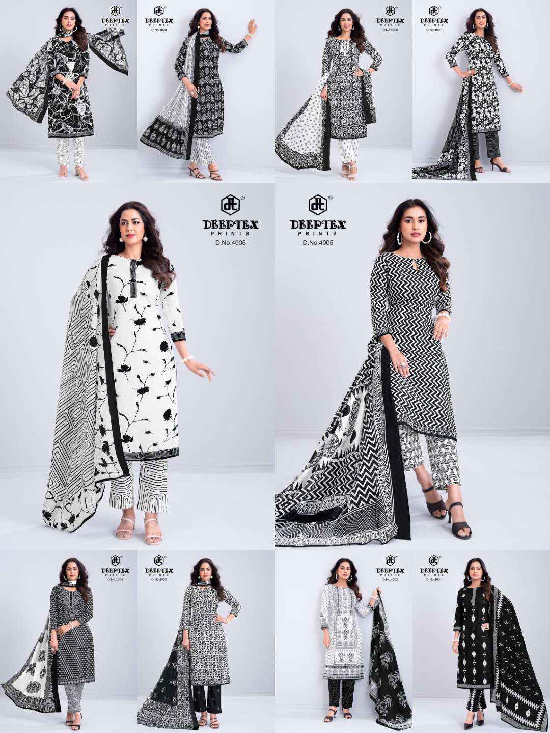 Deeptex Aaliza Black And White Vol 4 Pure Cotton Salwar Kameez Wholesale Rate ( 10 Pcs Catalog )