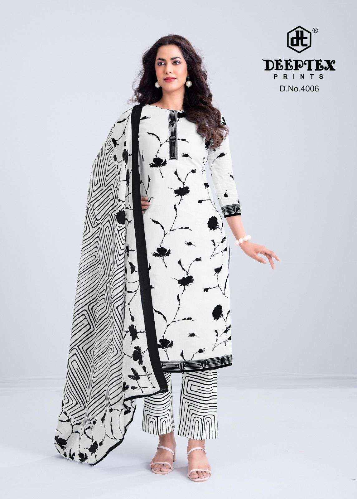 Deeptex Aaliza Black And White Vol 4 Pure Cotton Salwar Kameez Wholesale Rate ( 10 Pcs Catalog )
