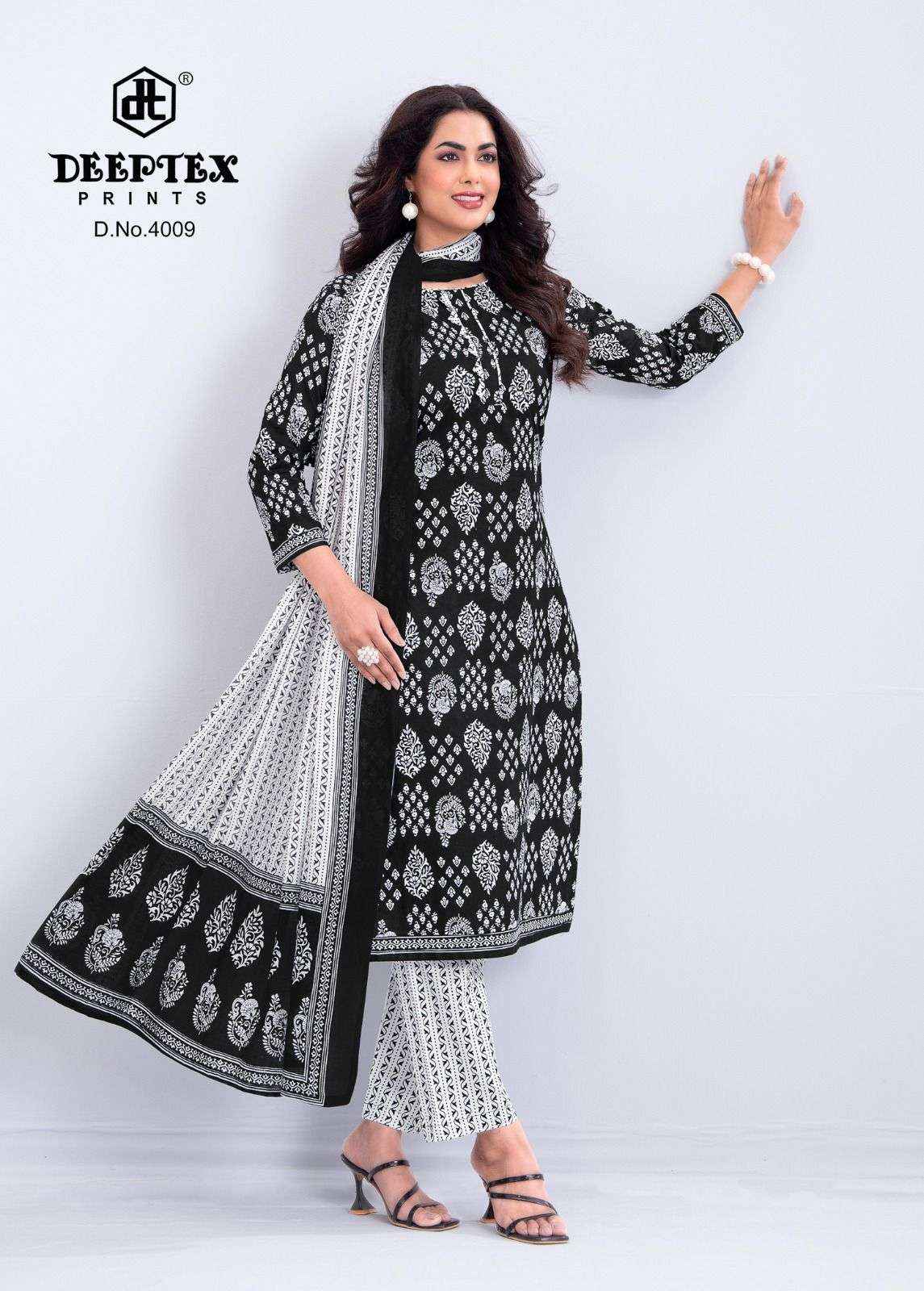 Deeptex Aaliza Black And White Vol 4 Pure Cotton Salwar Kameez Wholesale Rate ( 10 Pcs Catalog )