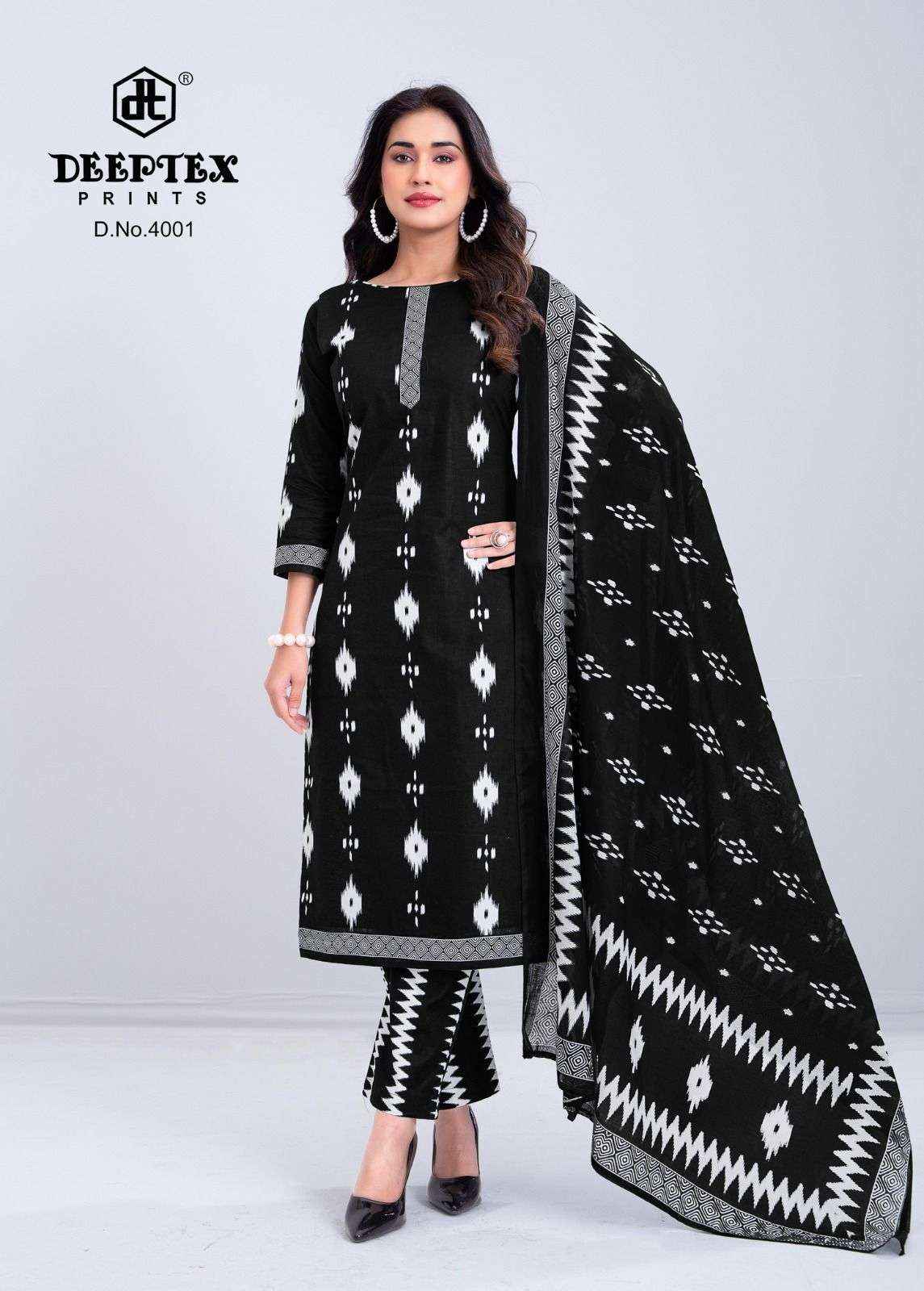 Deeptex Aaliza Black And White Vol 4 Pure Cotton Salwar Kameez Wholesale Rate ( 10 Pcs Catalog )