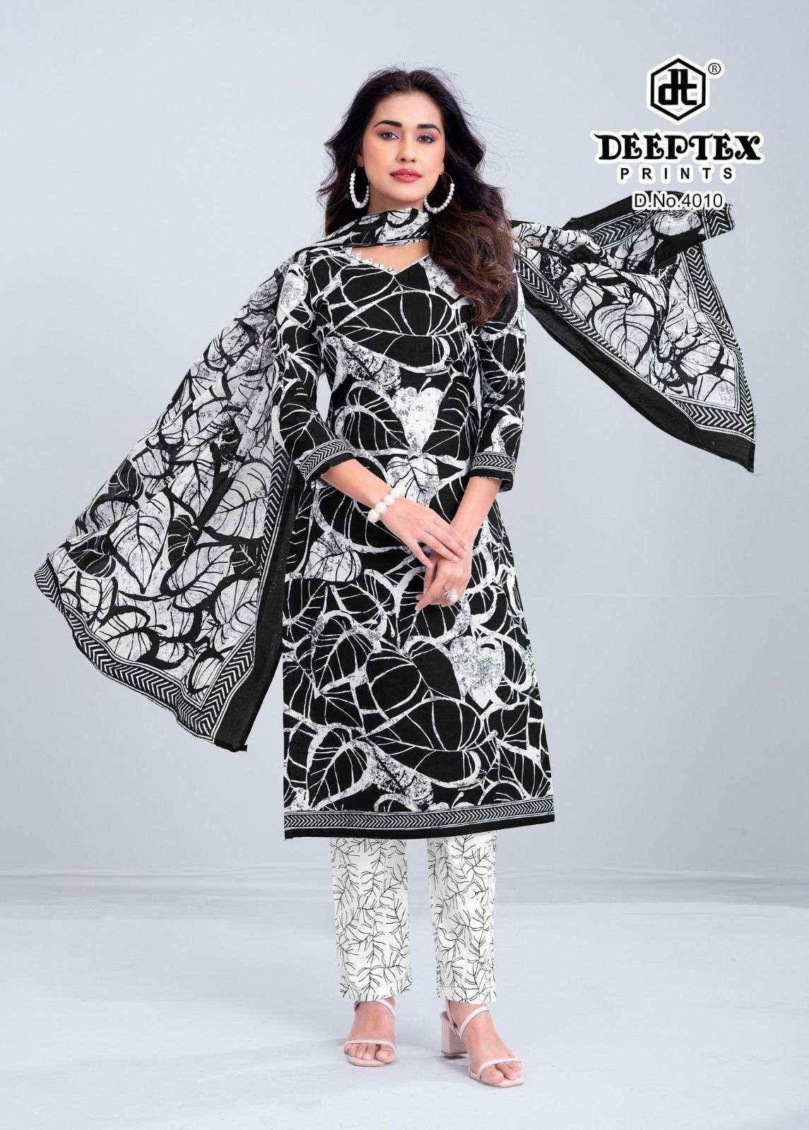 Deeptex Aaliza Black And White Vol 4 Pure Cotton Salwar Kameez Wholesale Rate ( 10 Pcs Catalog )