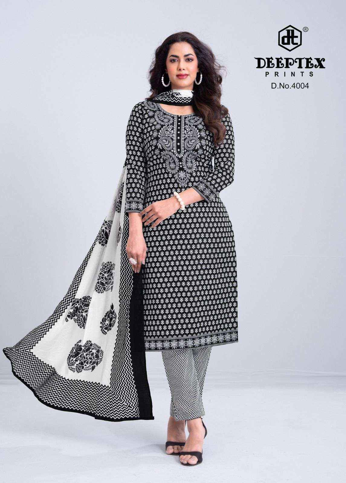 Deeptex Aaliza Black And White Vol 4 Pure Cotton Salwar Kameez Wholesale Rate ( 10 Pcs Catalog )