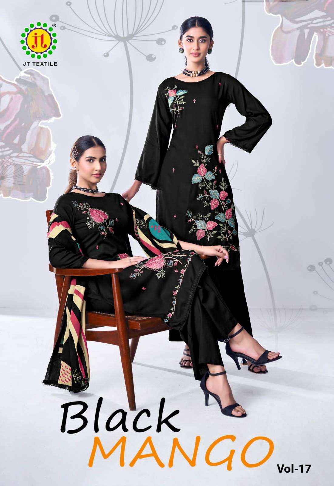 Jt Black Mango Vol 17 Premium Wear Rayon Dress Material Wholesale Price ( 5 Pcs Catalogue )