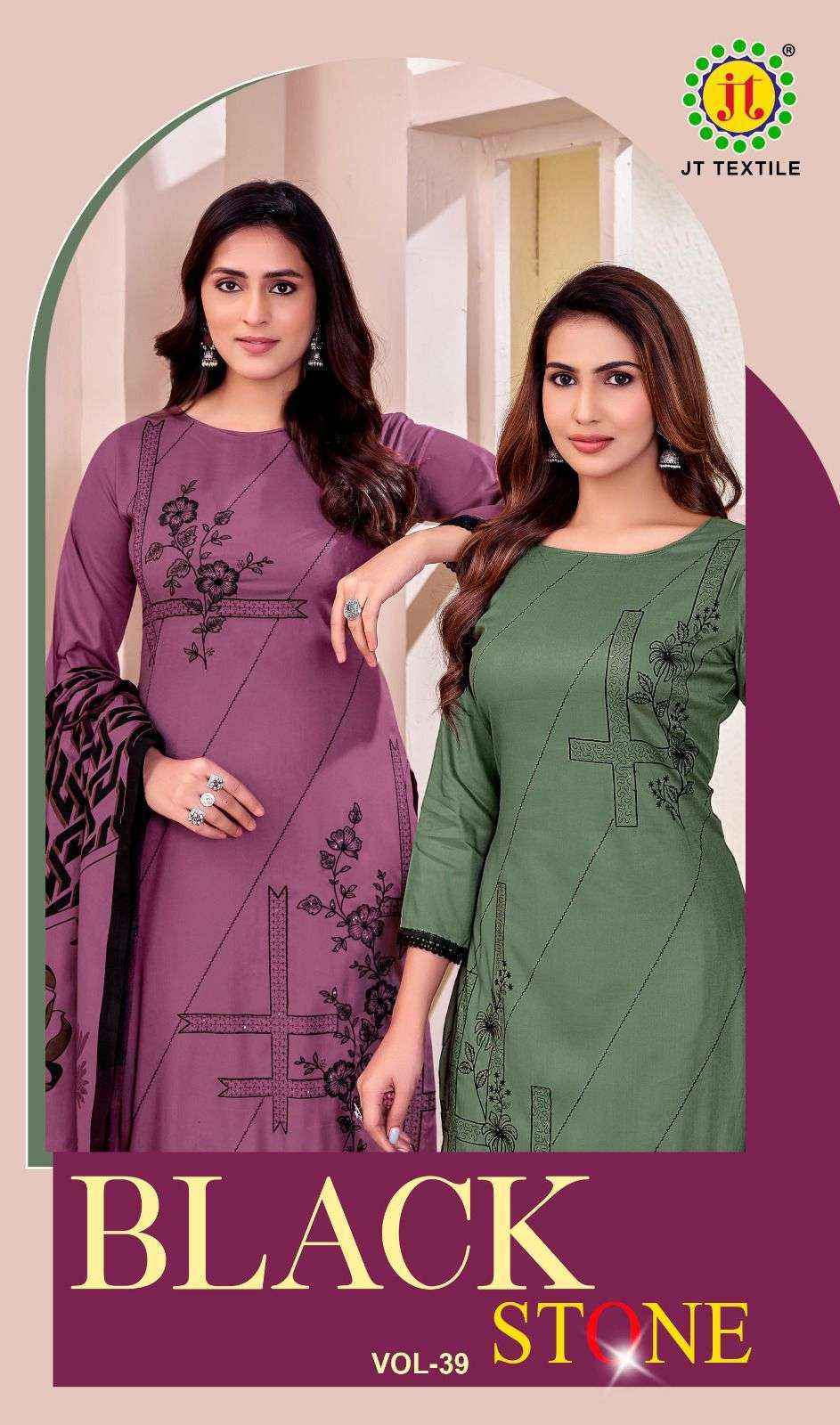 Jt Black Stone Vol 39 Rayon Dress Material Wholesale Price ( 5 pcs Catalogue )