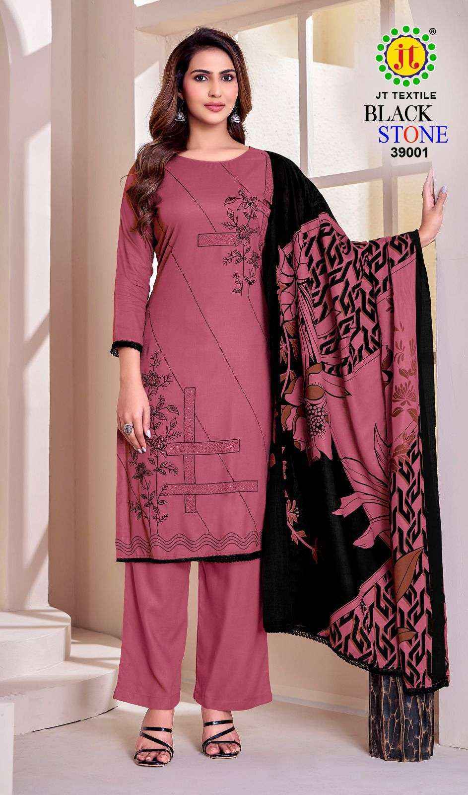 Jt Black Stone Vol 39 Rayon Dress Material Wholesale Price ( 5 pcs Catalogue )