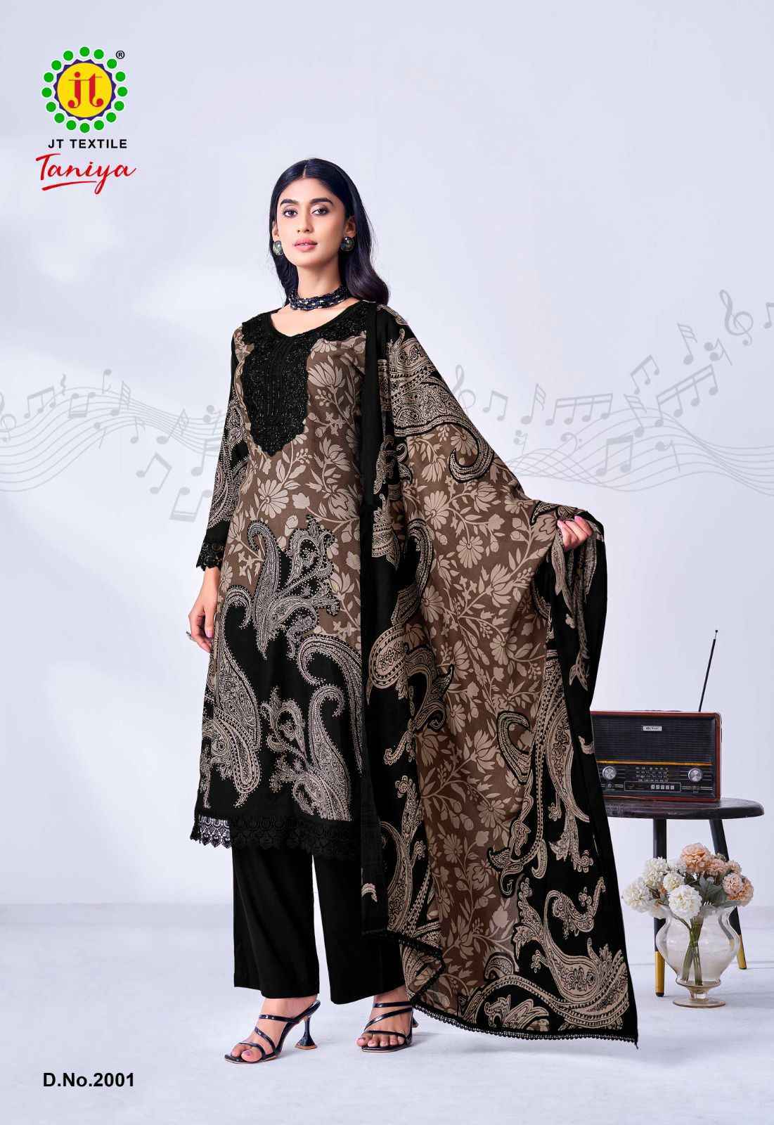 Jt Black Taniya Vol 2 Rayon Salwar Kameez Wholesale Rate ( 5 Pcs Catalog )