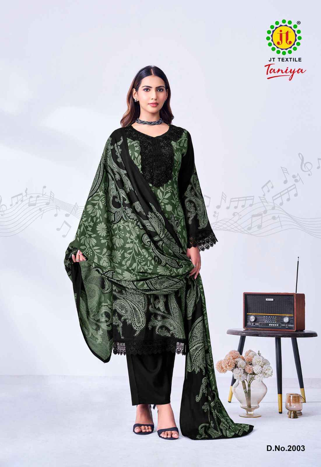 Jt Black Taniya Vol 2 Rayon Salwar Kameez Wholesale Rate ( 5 Pcs Catalog )