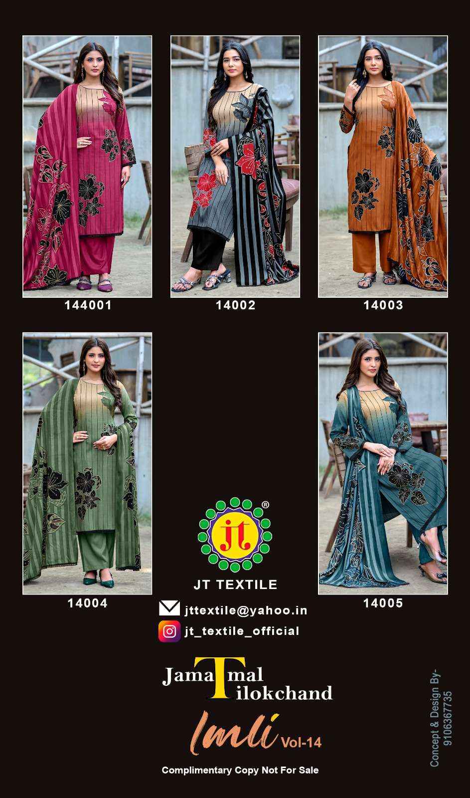 Jt Imli Vol 14 Rayon Dress Material Surat Wholesale Market ( 5 Pcs Catalogue )