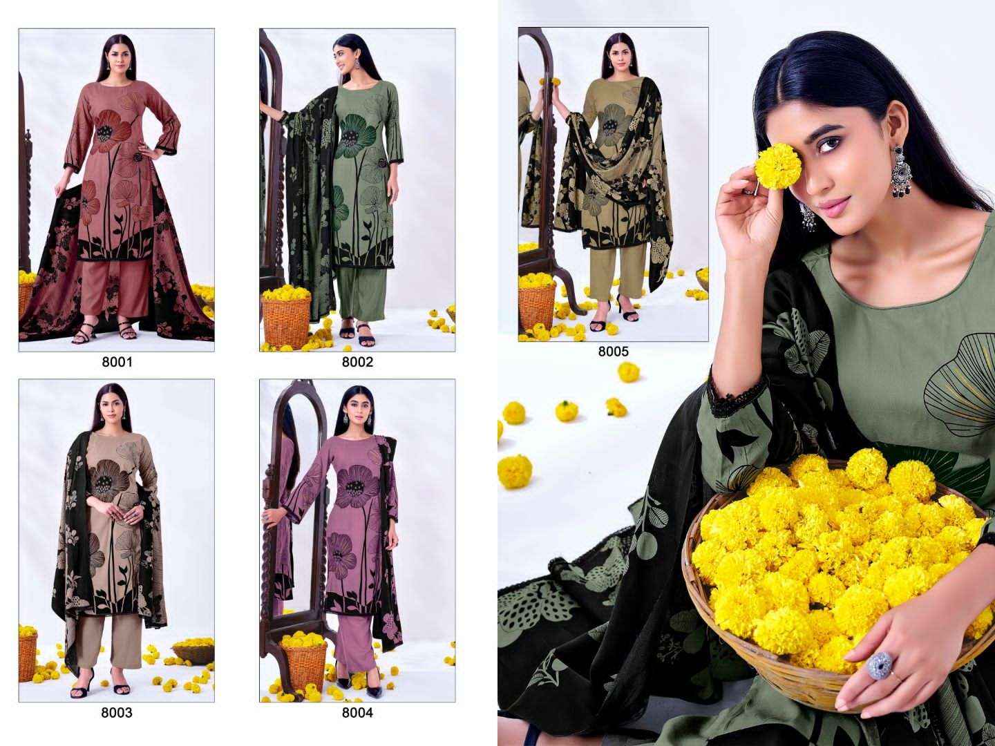 Jt Nigaar Vol 8 Exclusive Designs Rayon Salwar Kameez Wholesale Rate ( 5 Pcs Catalog )