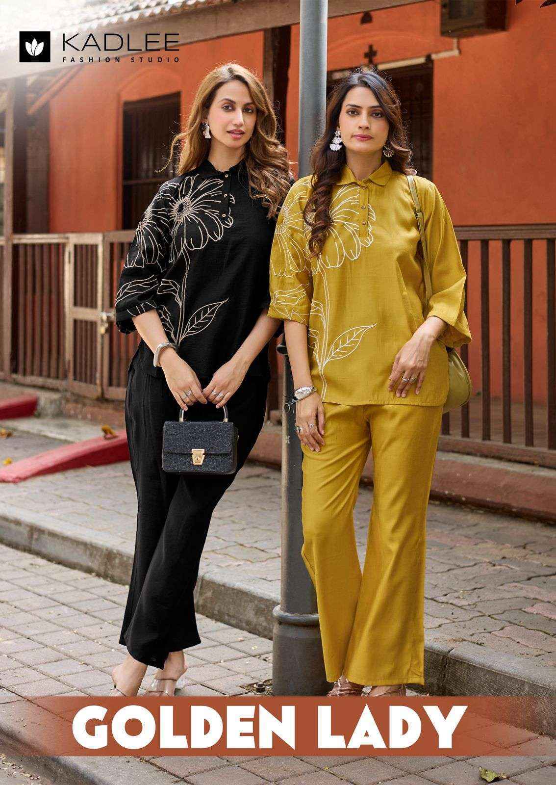 Kadlee Fashion Golden Lady Viscose Readymade Suits Wholesale Price 6 pcs Catalogue