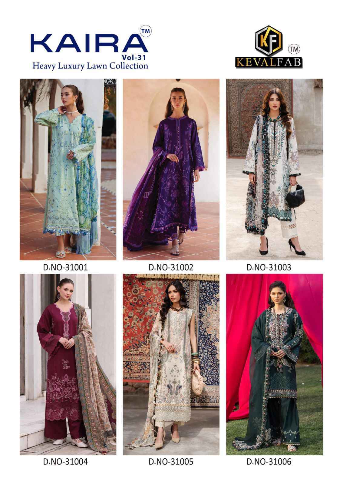 Keval Fab Kaira Vol 31 Lawn Cotton Salwar Kameez Wholesale Collection ( 6 Pcs Catalog )