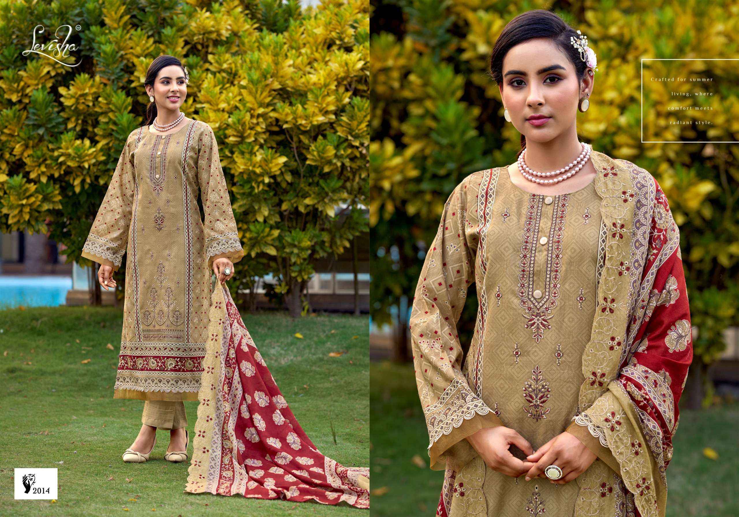 LEVISHA MADHUBALA VOL 15 LAWN COTTON  EMBROIDERY PAKISTANI SUITS ( 7 PCS CATALOGUE )