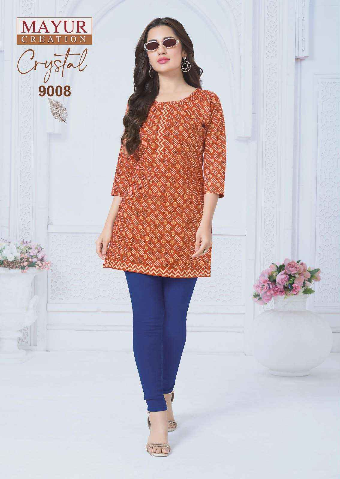Mayur Creation Crystal Vol 9 Poplin Cotton Tunic Top Wholesale Rate ( 12 Pcs Catalog )