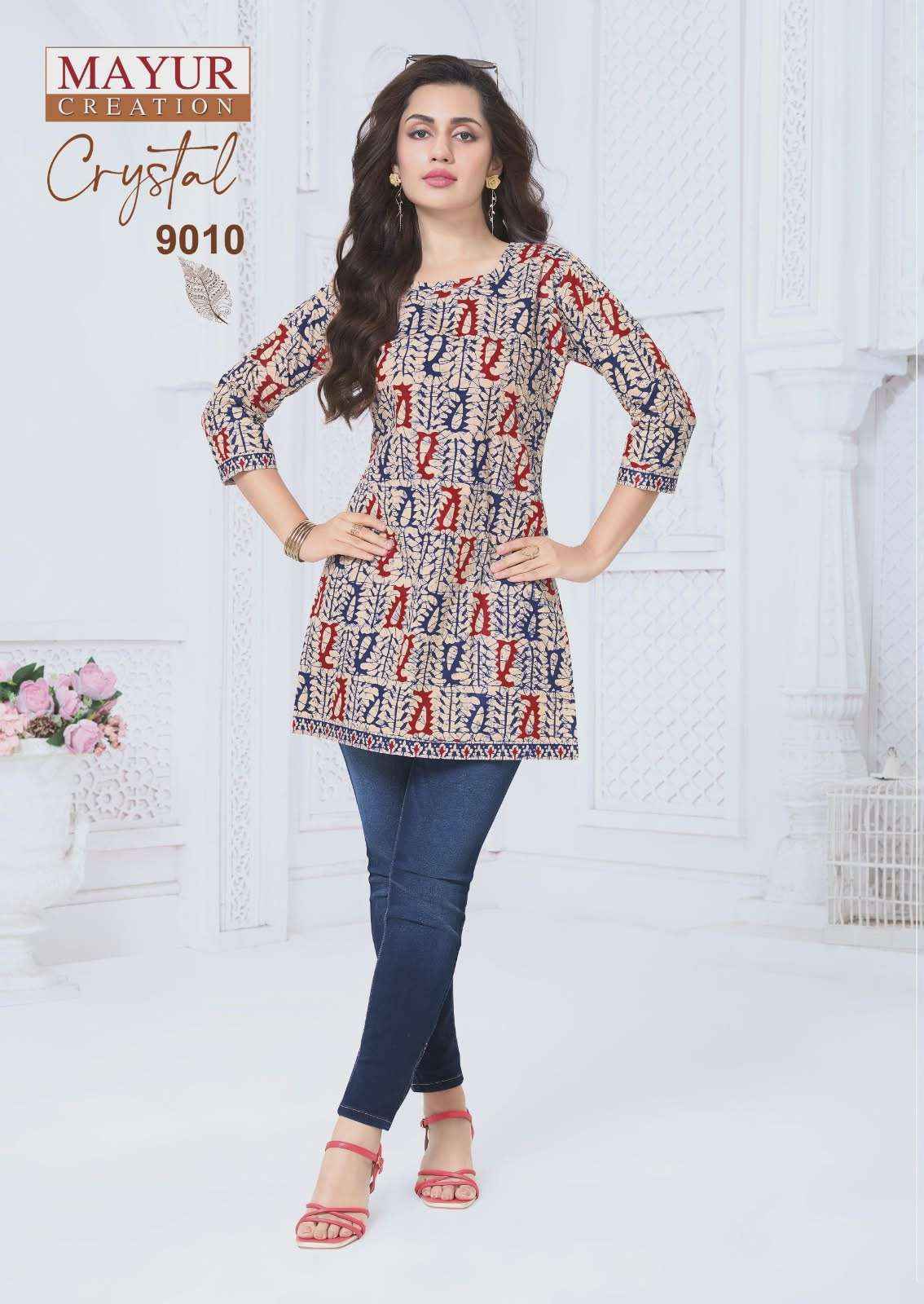 Mayur Creation Crystal Vol 9 Poplin Cotton Tunic Top Wholesale Rate ( 12 Pcs Catalog )