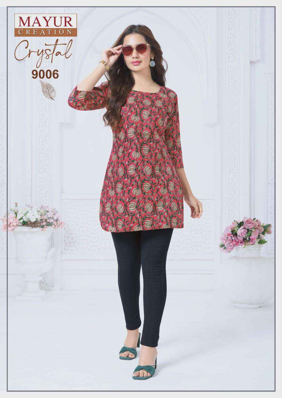 Mayur Creation Crystal Vol 9 Poplin Cotton Tunic Top Wholesale Rate ( 12 Pcs Catalog )