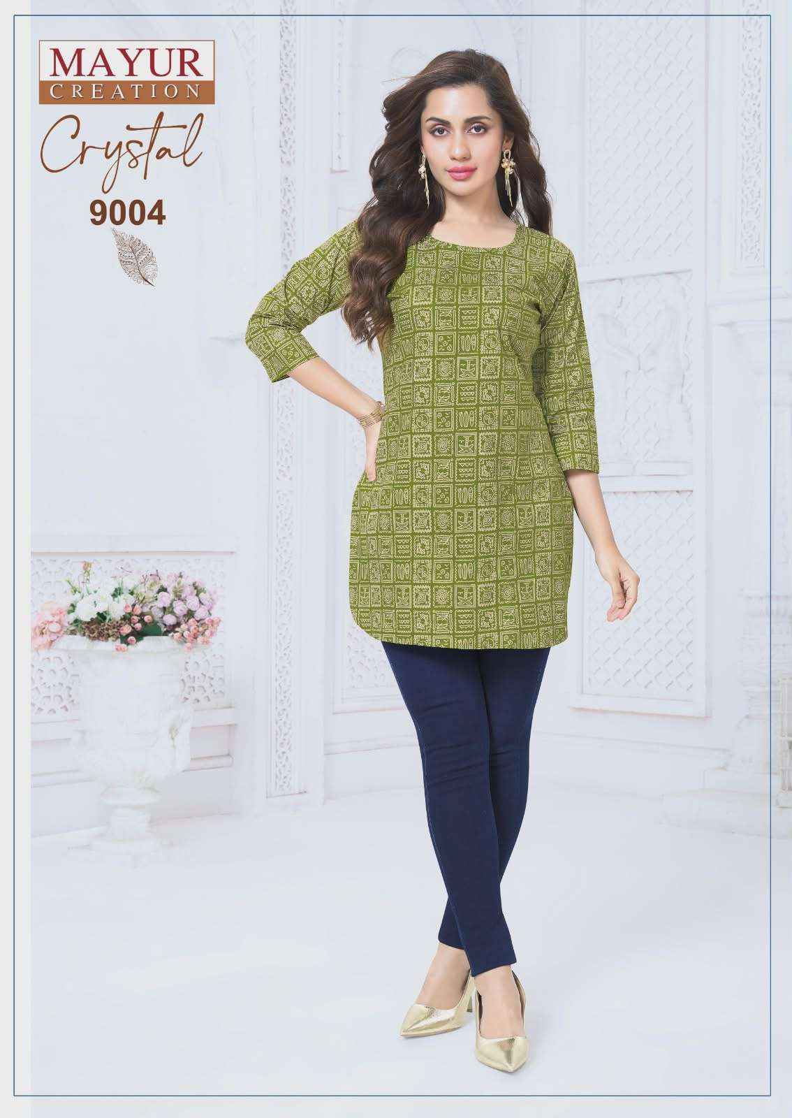 Mayur Creation Crystal Vol 9 Poplin Cotton Tunic Top Wholesale Rate ( 12 Pcs Catalog )
