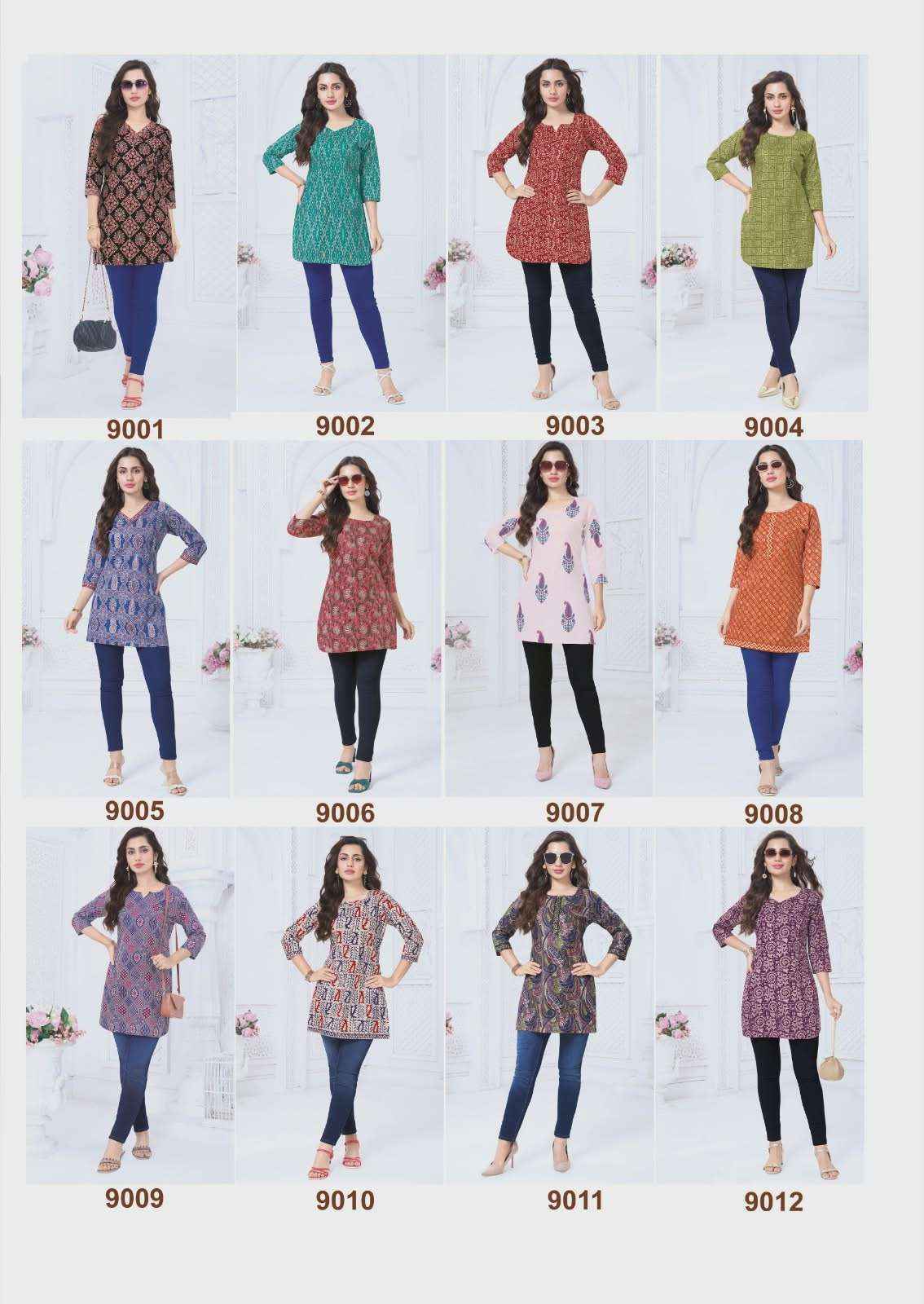 Mayur Creation Crystal Vol 9 Poplin Cotton Tunic Top Wholesale Rate ( 12 Pcs Catalog )